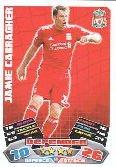 Jamie Carragher Liverpool 2011/12 Topps Match Attax #133
